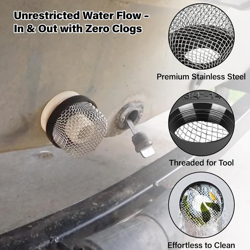asdmm Stainless Steel Boat Water Tank Mesh Strainer ¾ Inch - 14 - Aerator Screen Strainer Compatible with Livewell Pump, Plumbing Inline Filter Accessories (5PCS) - Image 3
